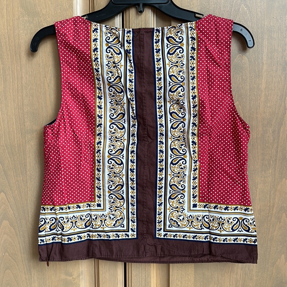 Vintage new Miu Miu 90's Y2K boho cottagecore paisley polka dot boxy crop tank - Picture 5 of 11